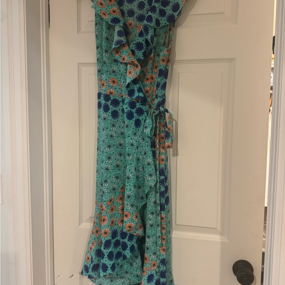 Donna Morgan Floral Dress in Blue and Orange